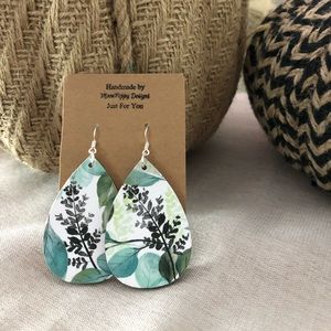 Botanical Print Wood Earrings